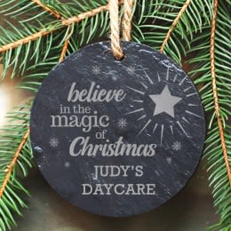 Engraved 4&quot; Believe In The Magic Slate Ornament